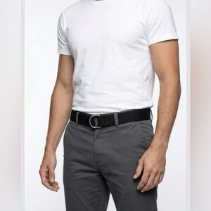 Fame Jeans Canvas D-Ring Belt - Black and Tan Size 30